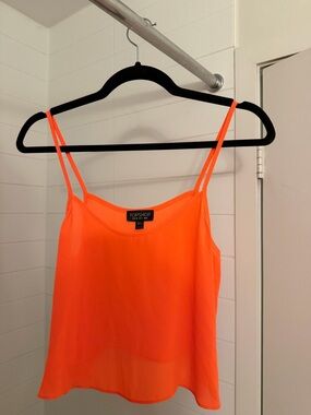 Topshop Bright Orange Sheer Tank | Size 4 | Flowy Summer Top